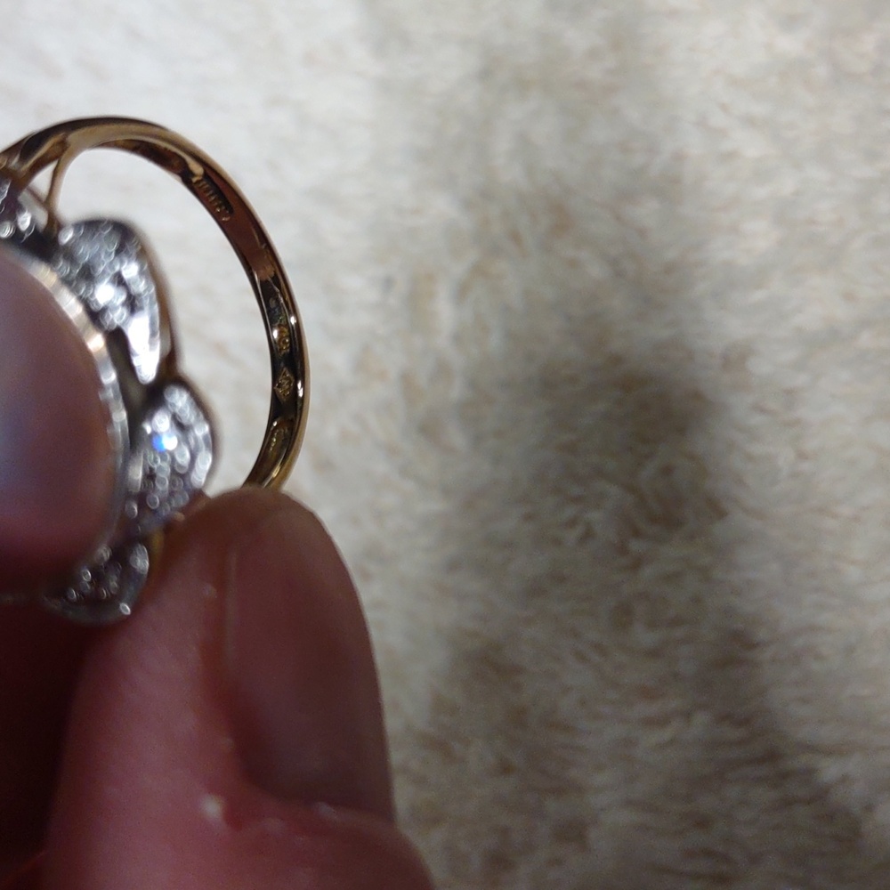 Pink Mabe Pearl Ring White Gold Accents, Pinpoint Diamonds, 14kt Yellow Gold - Picture 5 of 7